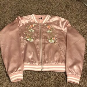 Pink bomber silk jacket